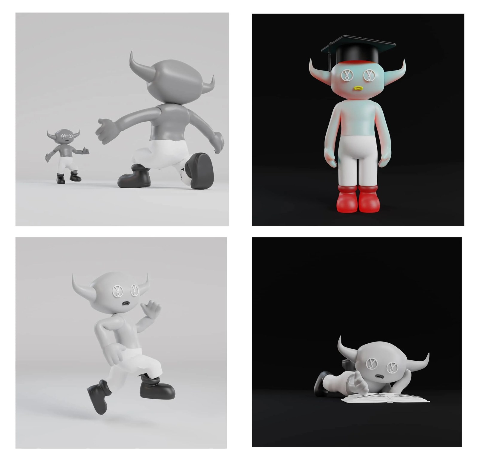 Achievement by YASSA: a four-panel grid of UGGAR figures, one wearing a graduation cap