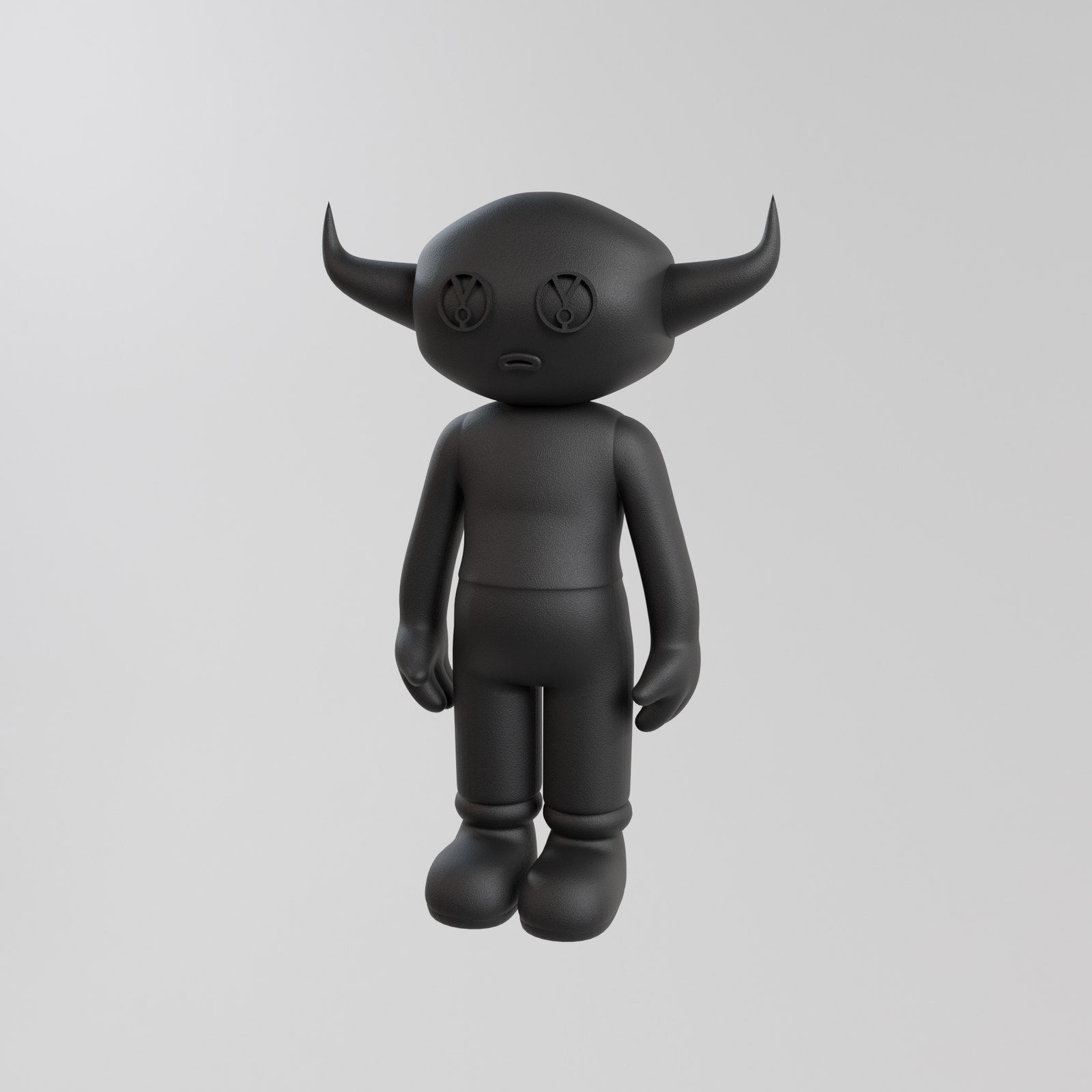 BE (UGGAR) Art Toy by YASSA: a matte black horned UGGAR figure on a light grey ground