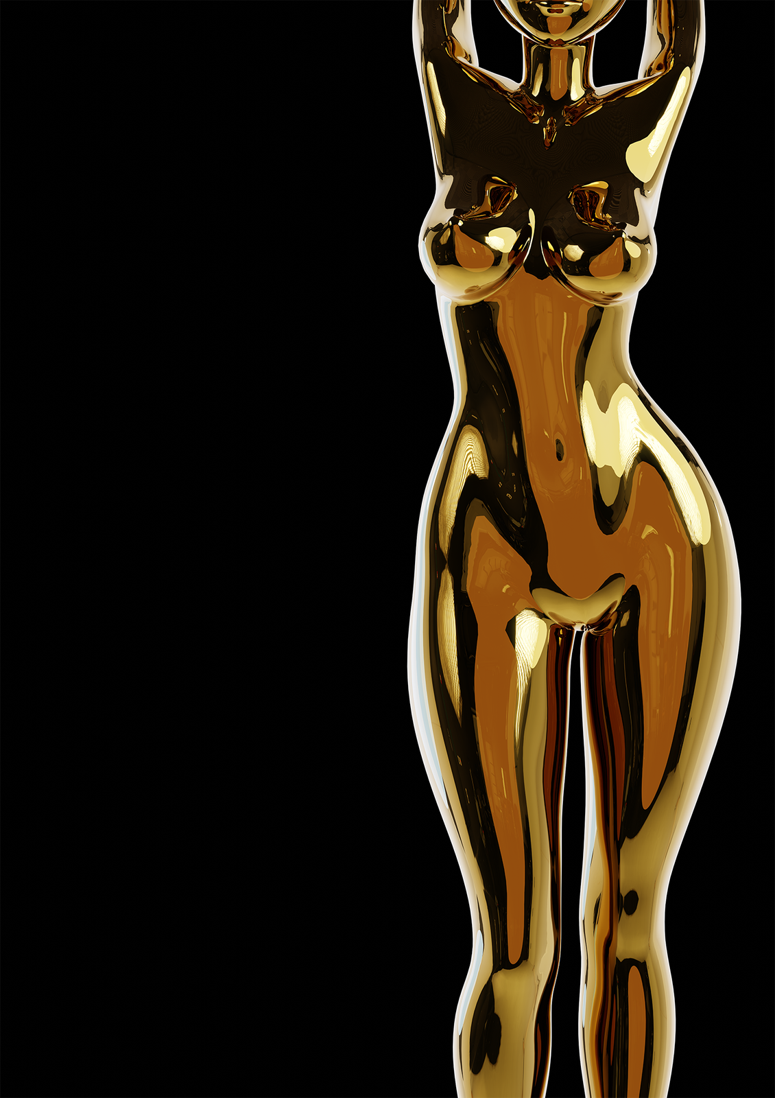 7 Deadly Sins collection by YASSA: Lust, a gold chrome standing nude figure