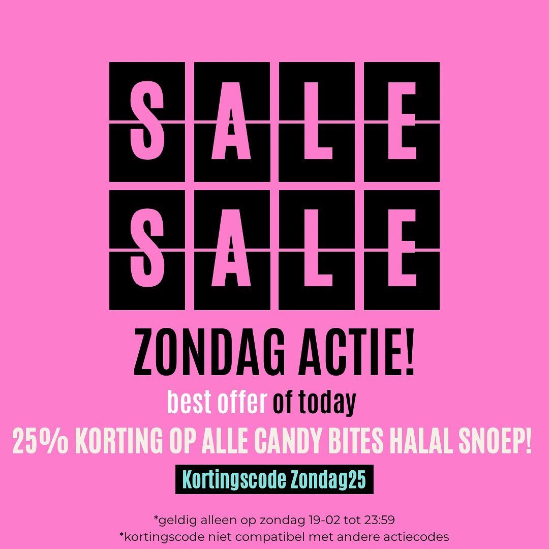 Candy Bites Instagram post: Sunday sale, 25% off all halal candy