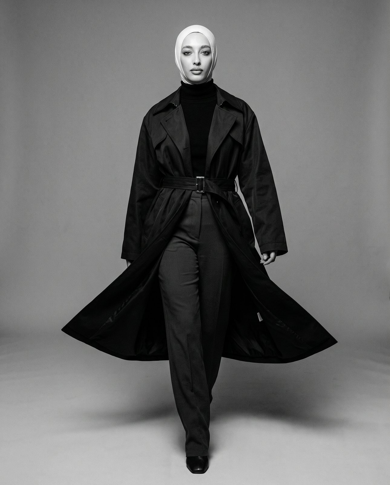AI image: black-and-white editorial of the Kallouchi trench in motion