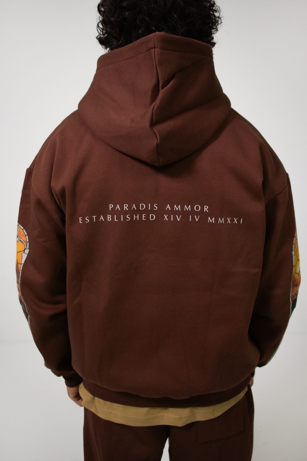 Back of the brown Paradis Ammor hoodie