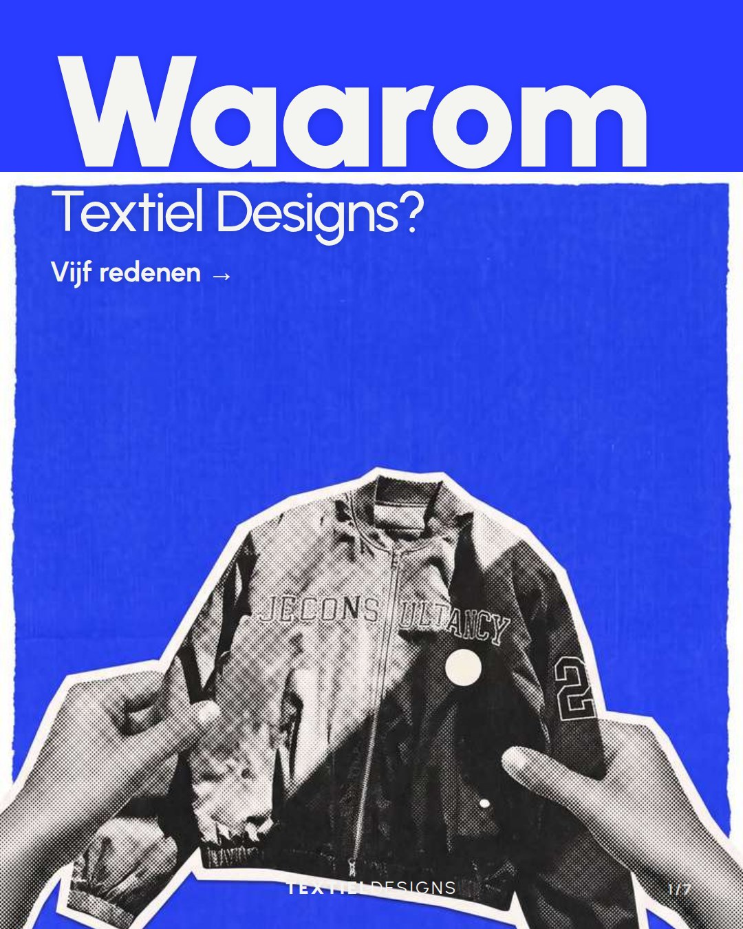Textiel Designs carousel 'Waarom ons', slide 1 of 7