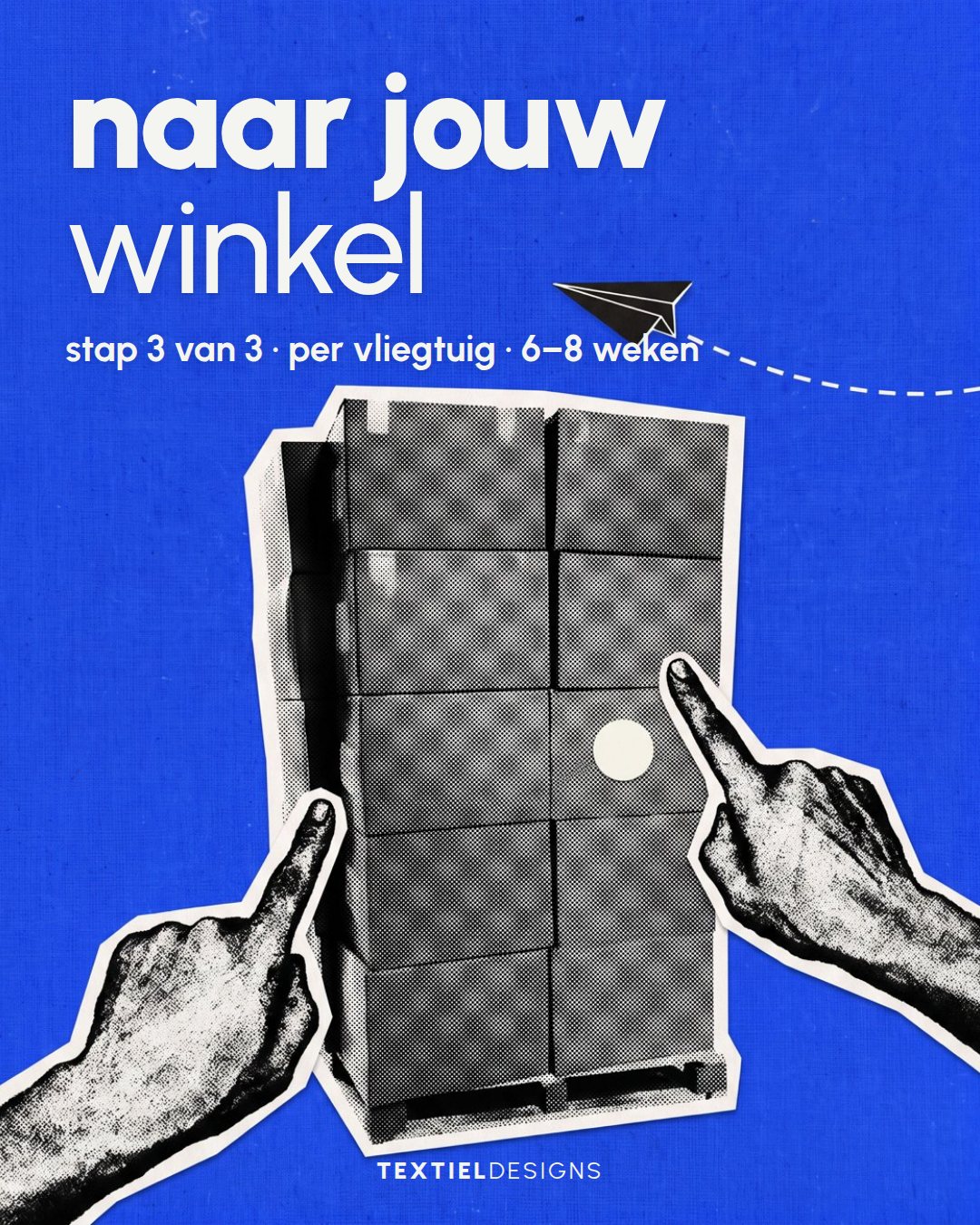 Cobalt carousel slide: 'naar jouw winkel' — to your store, step 3