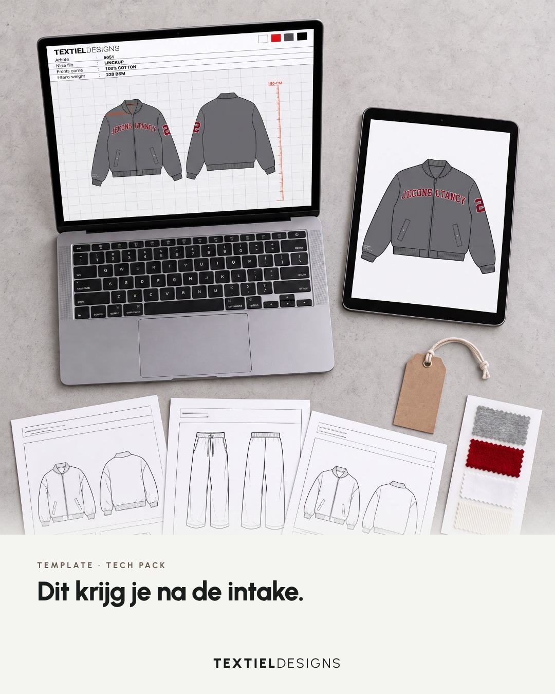 Textiel Designs Instagram post: Tech pack template